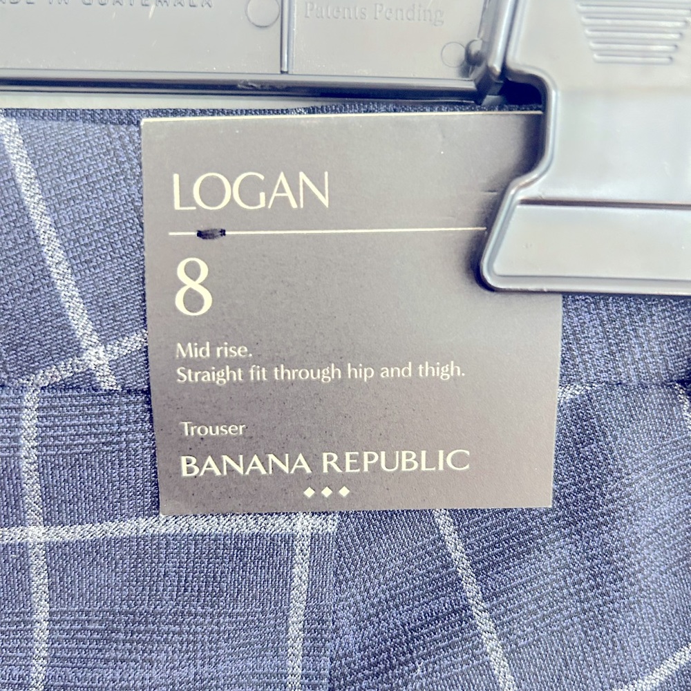 NWT Banana Republic Logan Mid Rise In Blue Gray Windowpane Trouser Size 8 - Picture 9 of 12